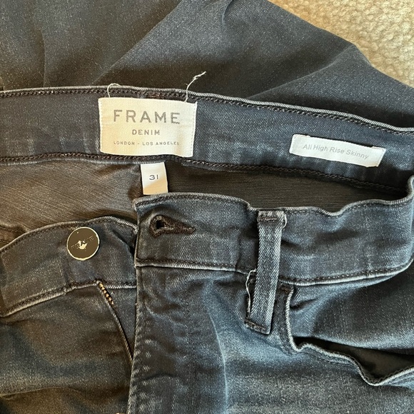 FRAME Ali High Rise Skinny Frayed Hem Edgewatwer Jeans - Picture 4 of 7